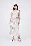 Satin Shirred Midi Skirt With Recycled Fibres, CHAMPAGNE - alternate image 1