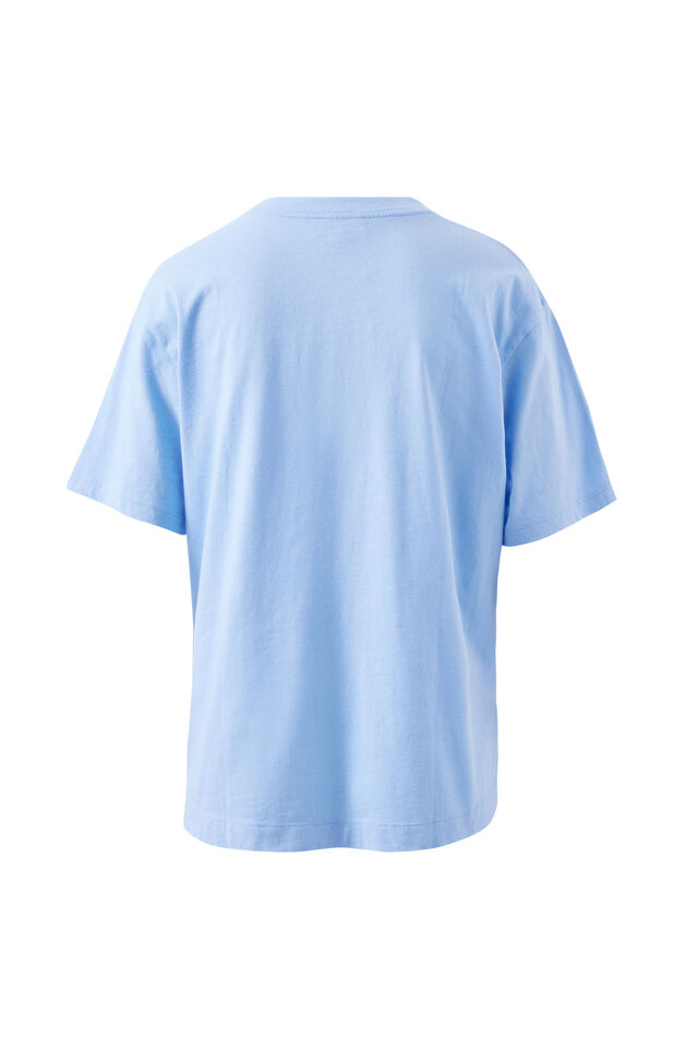 Stevie Slouchy Tee, POWDER BLUE/CHOCOLATE VARSITY
