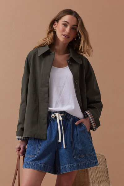 Pia Spring Coat, OLIVE