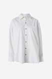 Oversized Poplin Shirt In Organic Cotton, WHITE - alternate image 2