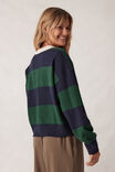 Long Sleeve Rugby Knit, PINE GREEN/NEW NAVY STRIPE - alternate image 3
