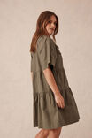 Tiered Poplin Mini Dress, SOFT OLIVE - alternate image 5