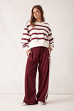 Cropped Slouchy Crew, BURGUNDY STRIPE - alternate image 4