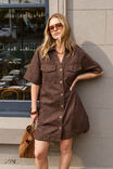Bonnie Relaxed Shirt Dress, CHOCOLATE - example image 4