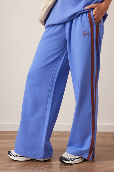 Gigi Wide Leg Terry Trackpant, VINTAGE BLUE MIXED SIDE STRIPE