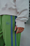 Gigi Wide Leg Terry Trackpant, PISTACHIO WASHED NAVY SIDE STRIPE - example image 5