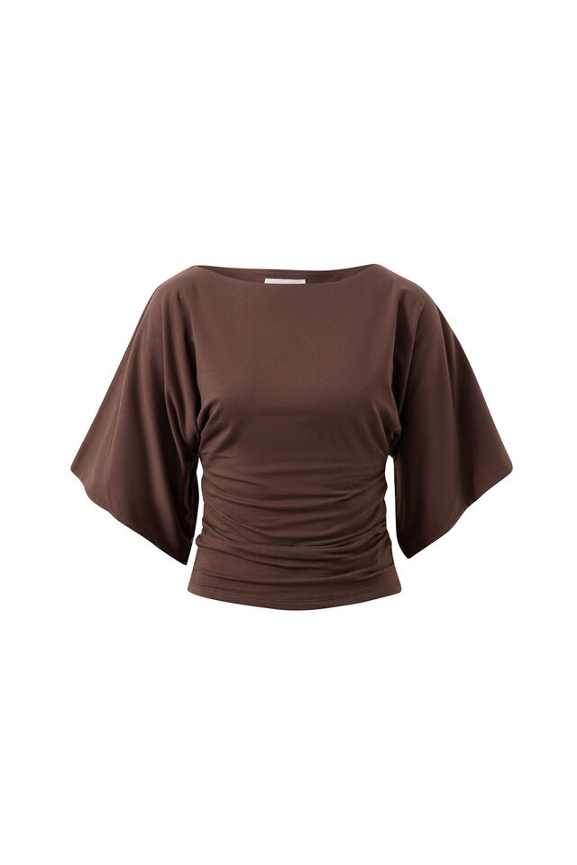 Molly Relaxed Sleeve Top, BRUNETTE BROWN