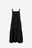 Strappy Tiered Dress In Organic Cotton Poplin, BLACK - alternate image 2