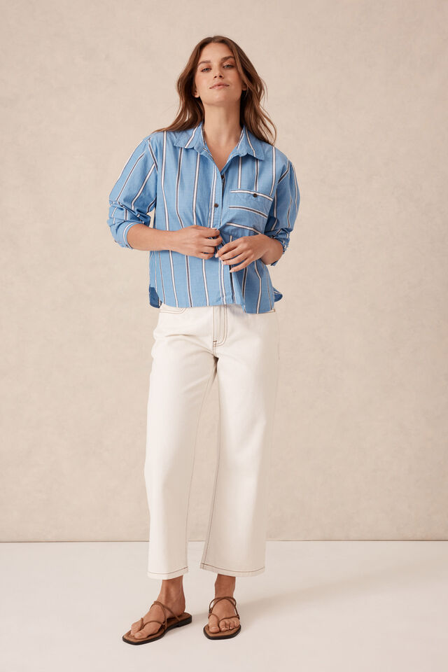 Heritage Shirt, OXFORD BLUE WHITE NAVY STRIPE