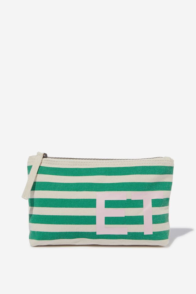 Monogram Pouch In Organic Cotton, GREEN/UPPERCASE 3
