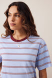 Stevie Slouchy Tee, CHINA BLUE/MULBURRY WHITE STRIPE - example image 4