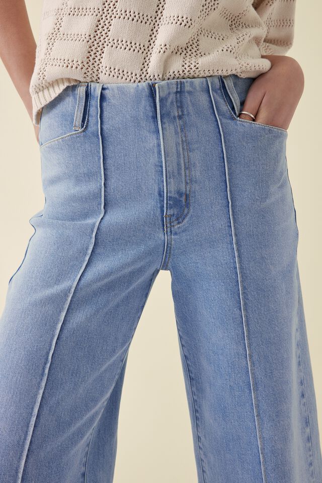 Pintuck Jean Jf, MID VINTAGE BLUE WASH