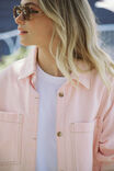 Curved Hem Shacket, WASHED CORAL STRIPE - alternate image 4
