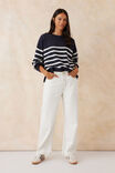 Boxy Knit With Embroidery, NEW NAVY/WINTER WHITE STRIPE - alternate image 5