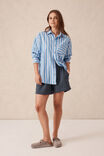 BLUE WHITE RED STRIPE ORGANIC COTTON
