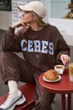 Isla Oversized Slouchy Crew, BRUNETTE BROWN BUFF SKY BLUE HERITAGE LOGO - alternate image 1