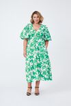 Emma Hawkins Tie Dress In Organic Cotton Poplin, GREEN FLORAL - alternate image 3