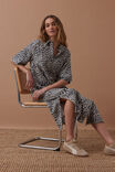 Ava Short Sleeve Midi Dress, LEOPARD LINEN BLEND - alternate image 4