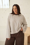 Beau Long Sleeve Slouchy Tee, MILK/BRUNETTE BROWN STRIPE - example image 7