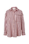 Oversized Poplin Shirt, CLASSIC PINK WINE STRIPE ORGANIC COTTON - alternate image 2