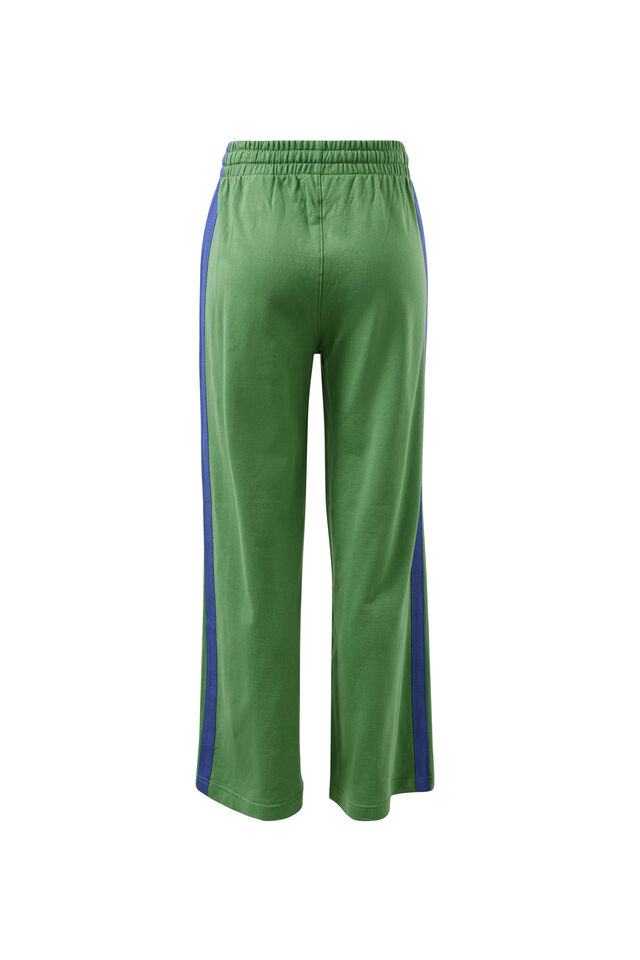 Gigi Wide Leg Terry Trackpant, PISTACHIO WASHED NAVY SIDE STRIPE