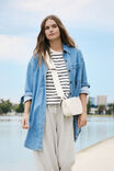 Maeve Longline Panelled Denim Shirt, MID VINTAGE BLUE - alternate image 1
