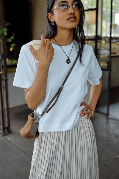 Sofia Boxy Shoulder Tee, WHITE