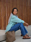 Peta Oversized Shirt, KELLY GREEN WHITE STRIPE - alternate image 4