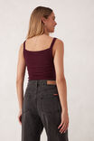 Square Neck Rib Singlet, RAISIN - alternate image 3