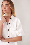 Short Sleeve Yoke Detail Midi Dress, FRESH ECRU TWILL - alternate image 4