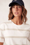 Stevie Slouchy Split Hem Tee, VANILLA/MATCHA DOUBLE STRIPE - alternate image 4