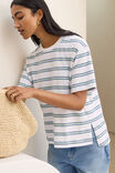 Stevie Slouchy Tee, WHITE/SEAFOAM STRIPE - example image 6