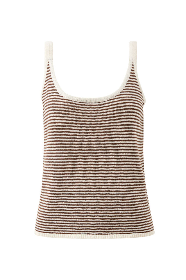 Fia Stripe Knit Tank, CHOCOLATE ECRU STRIPE