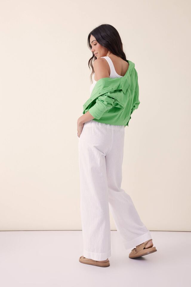 Relaxed Beach Pant, WHITE TEXTURED ORGANIC COTTON