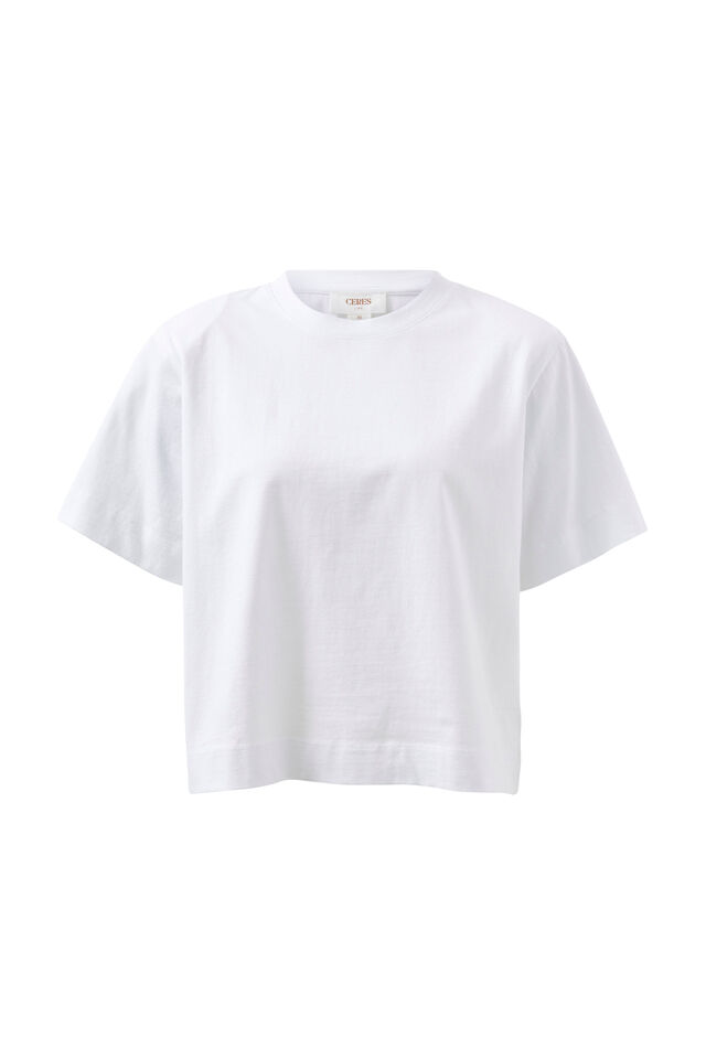 Boxy Shoulder Tee, WHITE