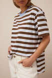 Stevie Slouchy Tee, COCOA SKY BLUE STRIPE - alternate image 5