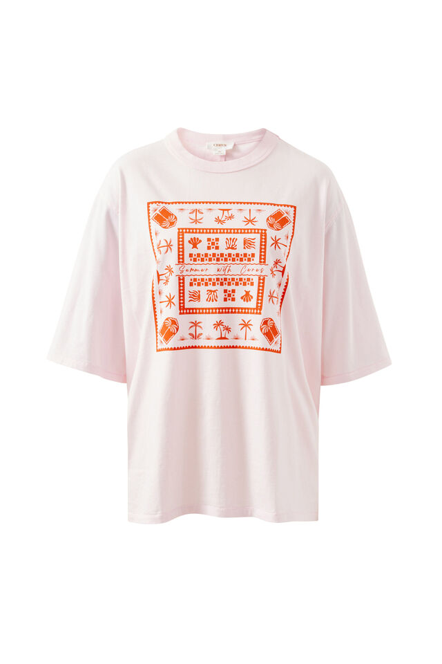Liv Oversized Tee, SUNFADED TINT/ISLAND SCARF PRINT