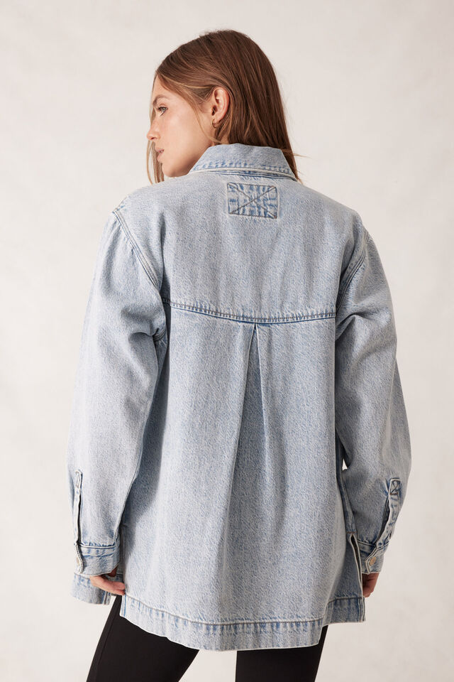 Goldie Longline Denim Shacket, VINTAGE BLUE