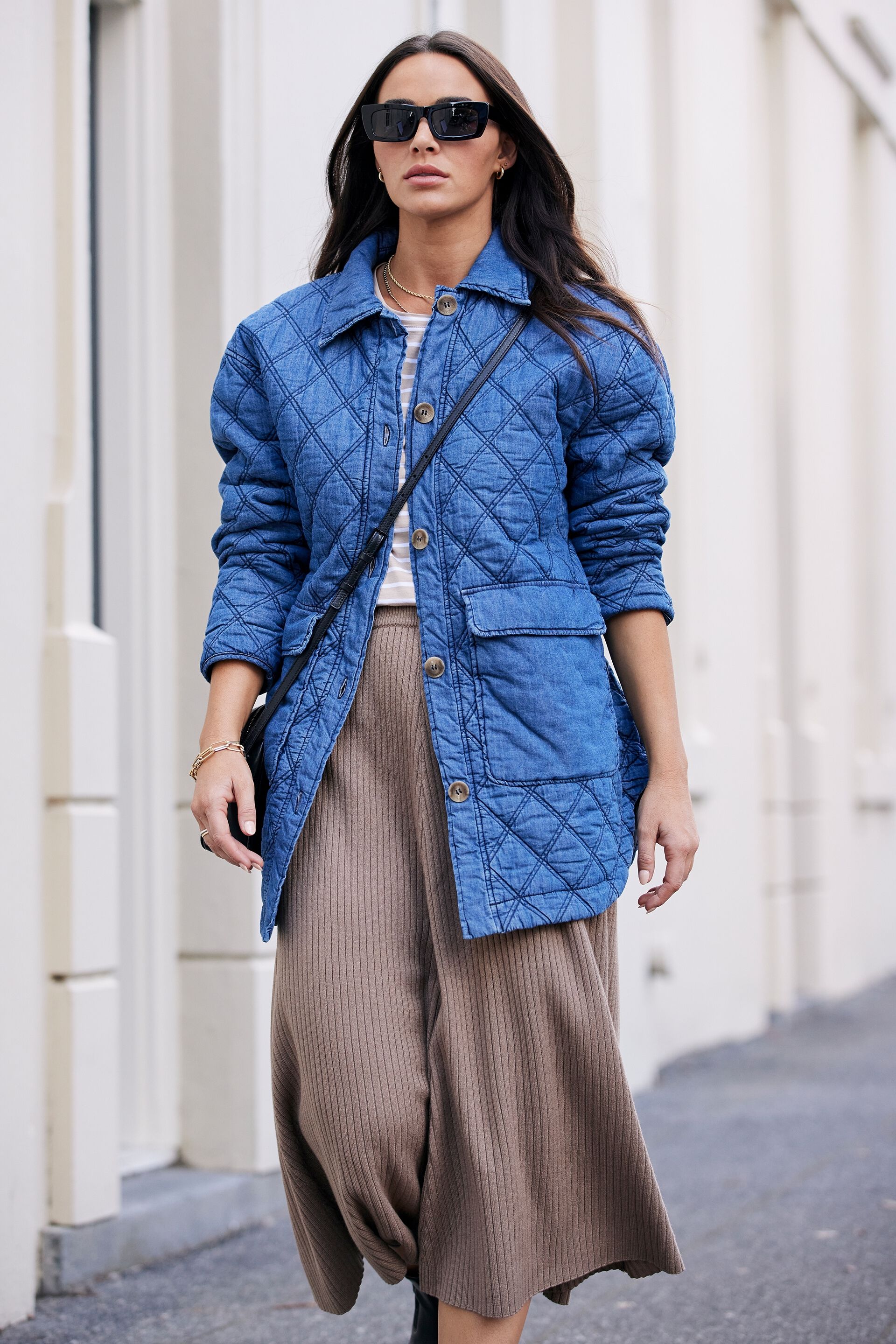 Chambray Quilted Shacket In Rescue Fabric