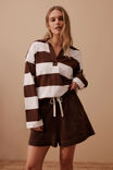 Shelby Slouchy Rugby Top, WARM ECRU CHOC STRIPE - alternate image 1