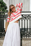 Cropped Slouchy Crew, WARM WHITE RED STRIPE - alternate image 3