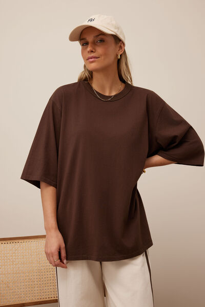 Liv Oversized Tee, CHOCOLATE
