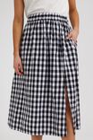 Midi Skirt In Cotton Linen Blend, BLACK WHITE GINGHAM - alternate image 5