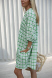 Shirred Check Mini Dress, SPLASH GREEN CHECK - alternate image 4