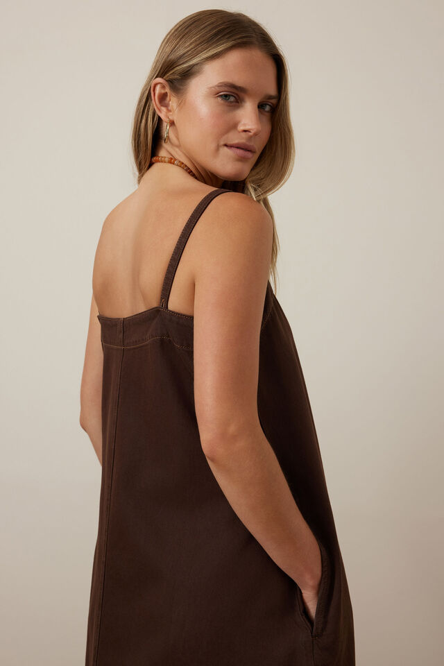 Remy Strappy Midi Dress, CHOCOLATE