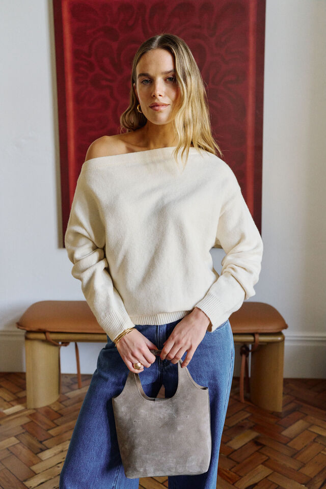 Rani Off Shoulder Knit, MARSHMALLOW