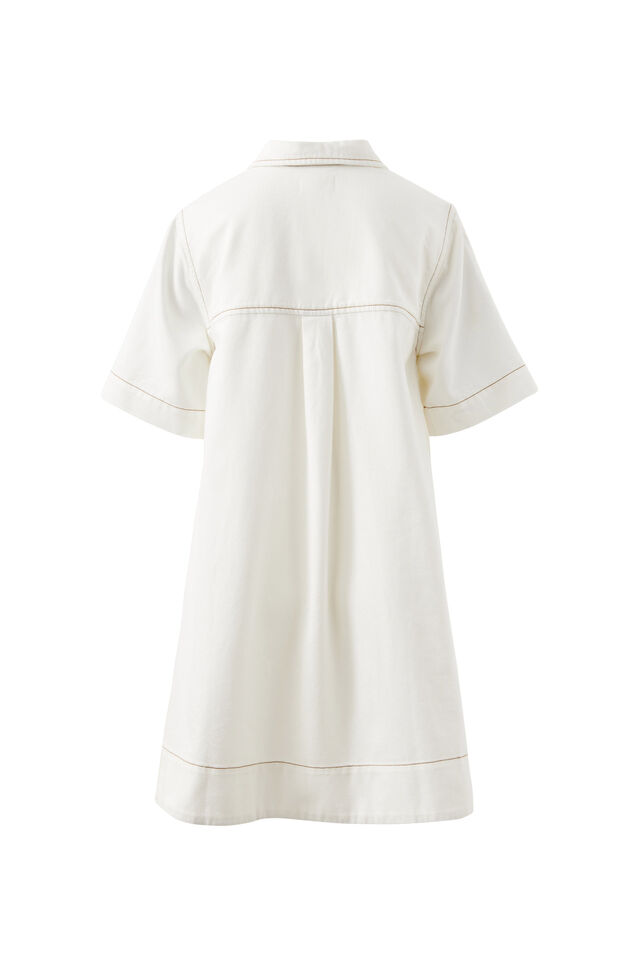 Milly Short Sleeve Mini Dress, FRESH ECRU