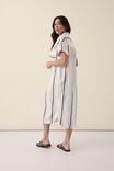 Short Sleeve Midi Shirt Dress, WHITE STRING STRIPE - alternate image 4