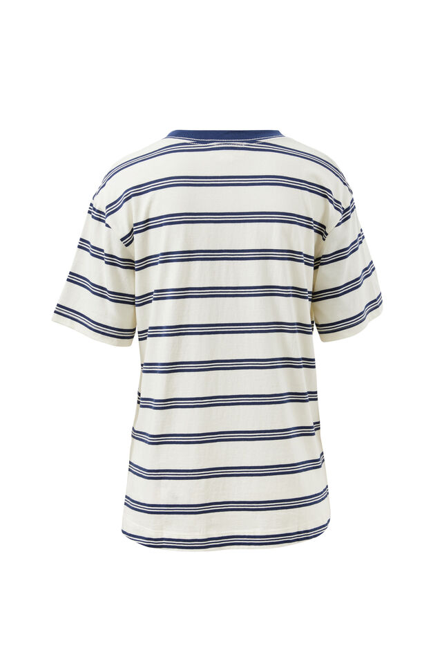 Stevie Slouchy Tee, MILK/HERITAGE NAVY STRIPE