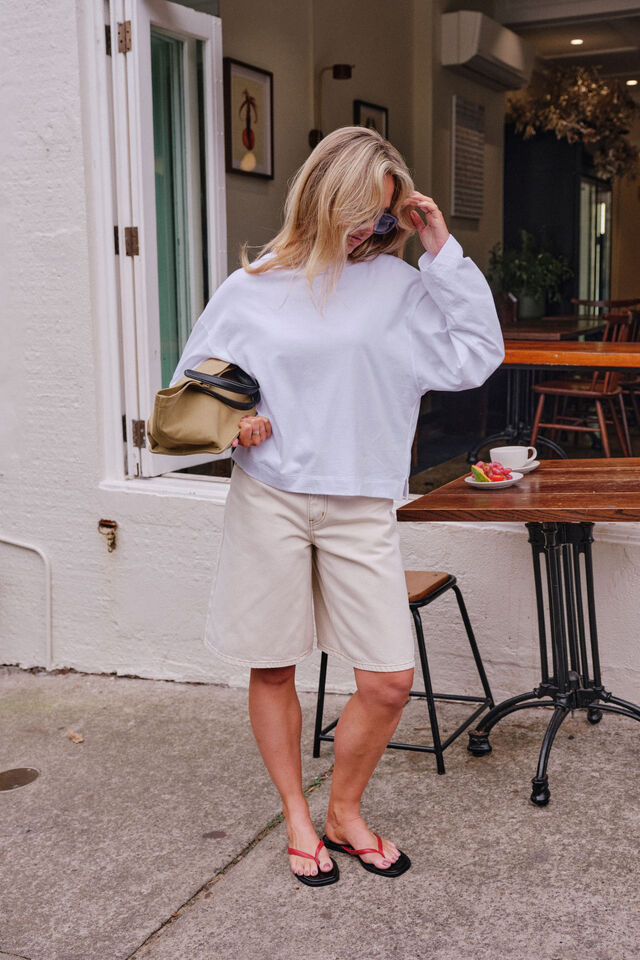 Olive Belted Denim Short, FRESH SAND